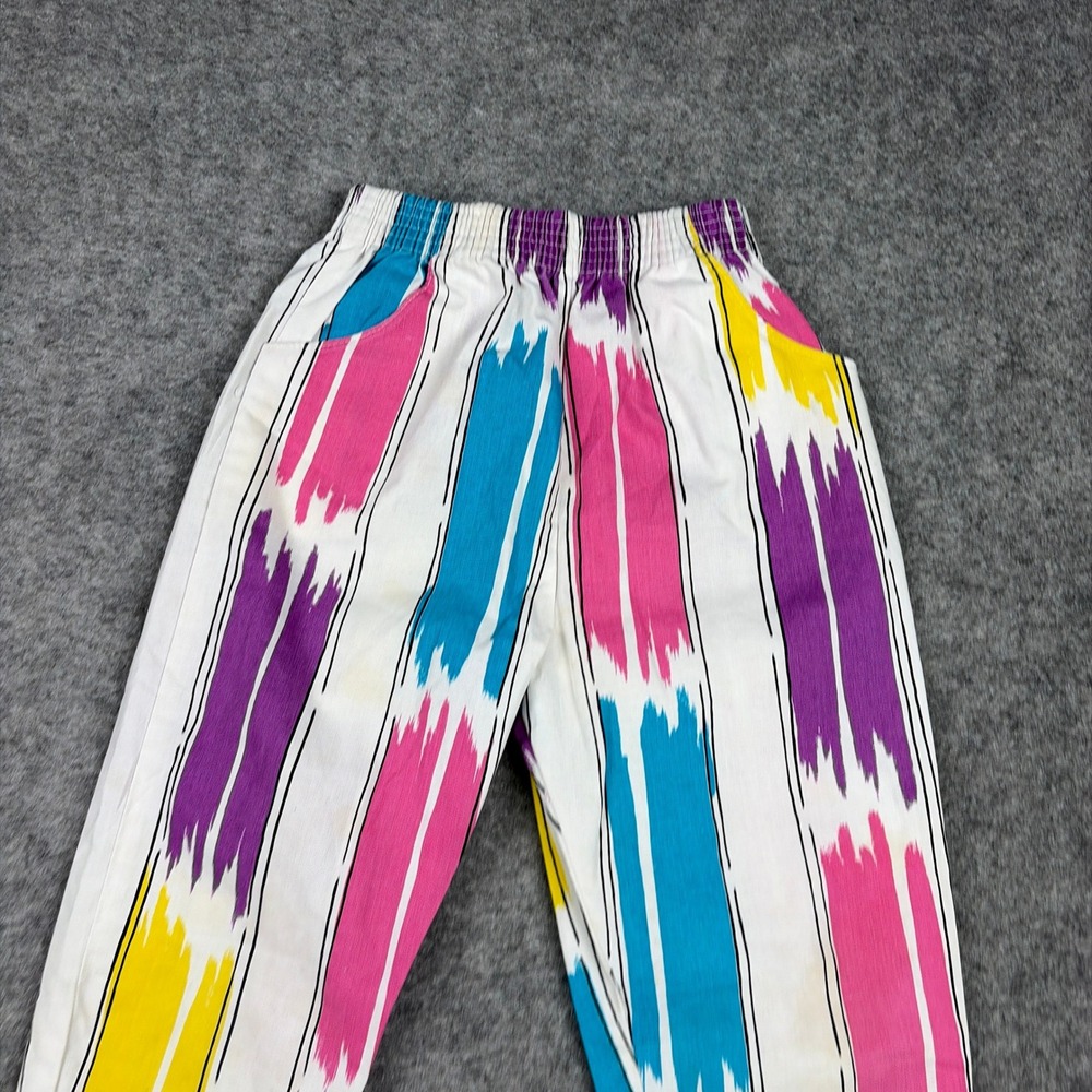 Vintage Abstract Print Pants Women Small Multicolor High Waisted Retro 80s 90s - Picture 4 of 16